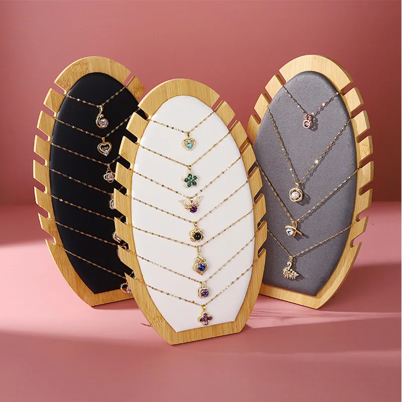 

Fan-shaped Women's Jewelry Desktop Storage Desk Detachable Wooden Pendant Necklace Bracelet Display Bracket Tray Holder