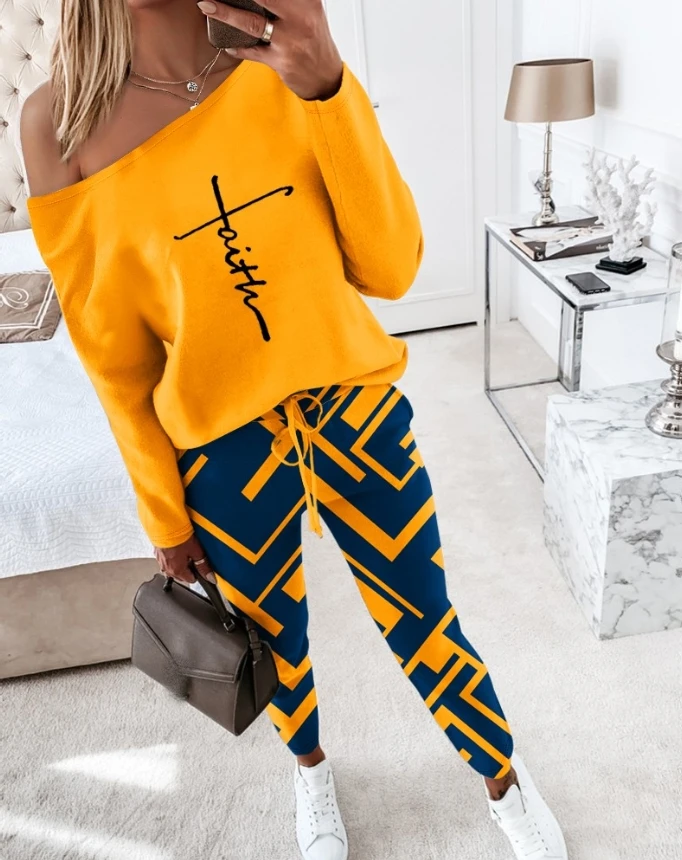 Women's Commuting Suits 2024 Spring/summer Latest Rhinestone Decoration Drawstring Cold Shoulder Long Sleeves Top and Pants Set 8 rolls of acrylic rhinestone tape gift wrapping decoration scrapbooking glitter rhinestone tape