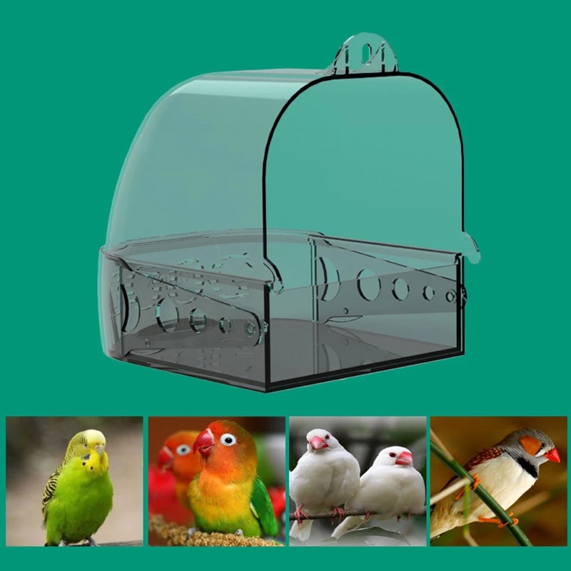 

Коробка для ванны для птиц Купальный попугай в клетке для купания птиц 6,5x5x6,5 дюймов Ванная коробка Портативные пластиковые