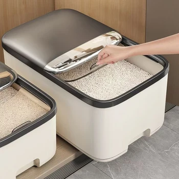 10KG Rice Storage Box Home with Lid Insect Proof Moisture Proof Rice Box Grain Sealed Jar Kitchen Container Storing Dry Grain