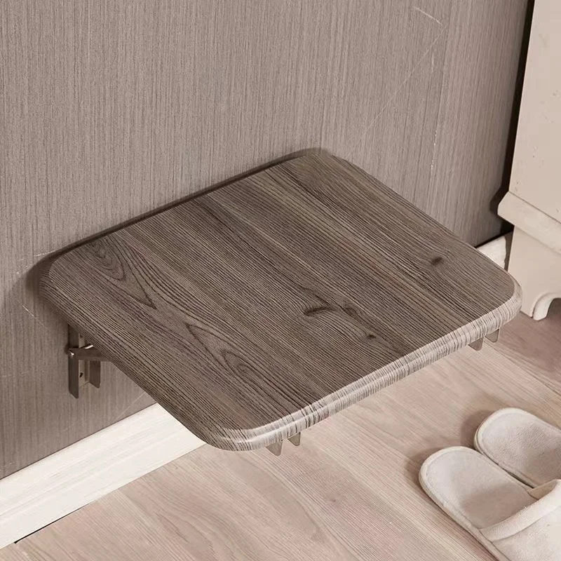 Wall Mounted Wood Folding Chair Door Shoe Folding Stool Household Hidden Footstool Casual Porch Shoe Changing Stool Furniture