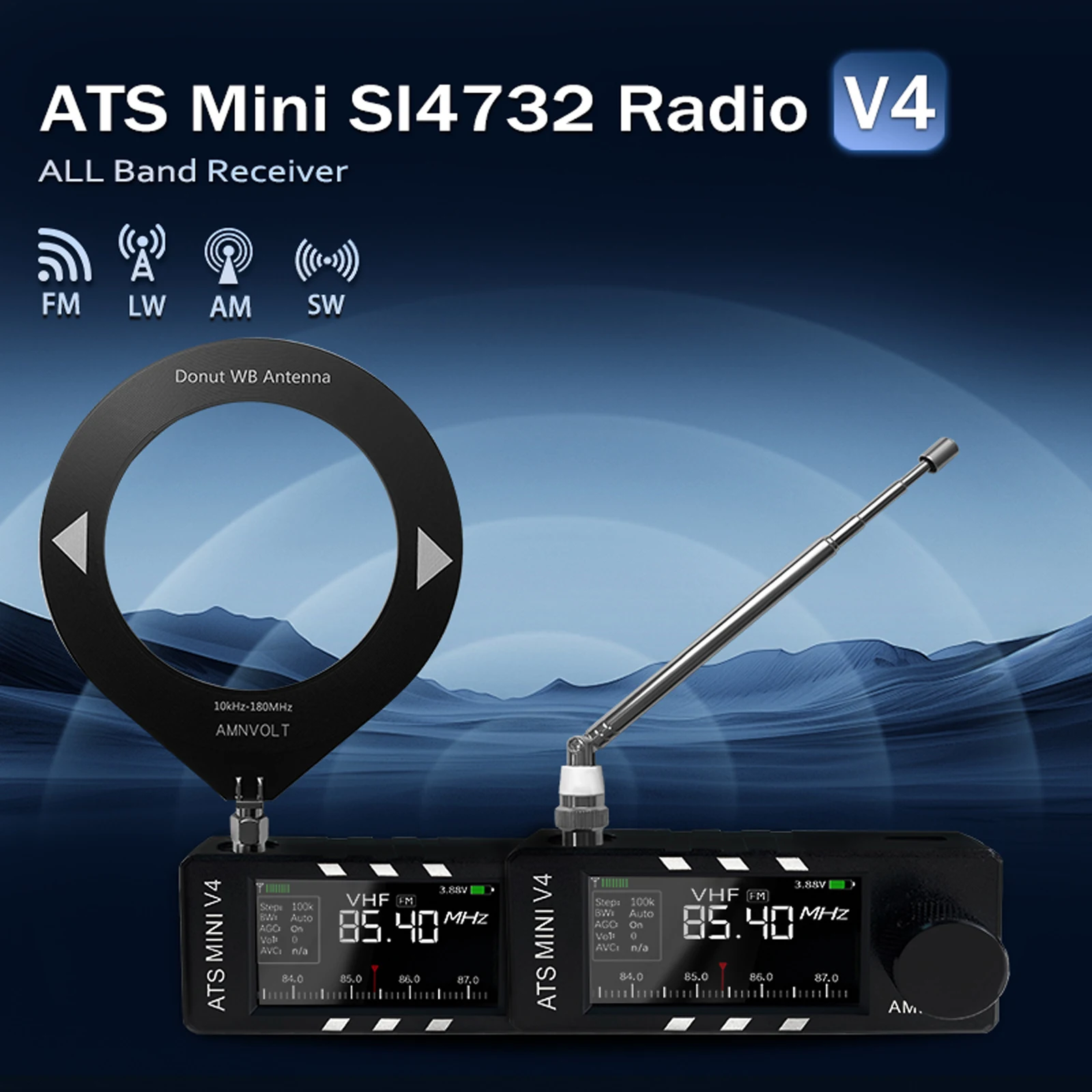 V4 ATS MINI SI4732 Radio 1.9 Inch IPS Screen Full-Band DSP Radio FM AM SSB LSB USB Receiver Transistor Portable Pocket Radios