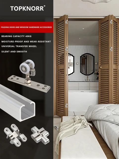 ชุดล้อแขวนประตูและหน้าต่างแบบพับได้ชุดติดตามพาร์ทิชันแบบเลื่อนแขวนอเนกประสงค์สำหรับห้องครัวระเบียง 1