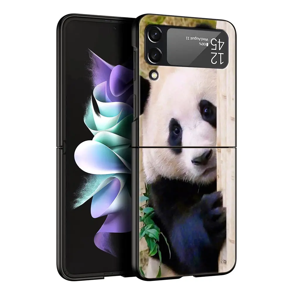 Luxury Black Folding Phone Case with Fubao Panda Design