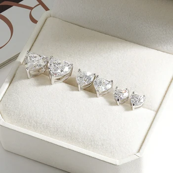 1-4Carat Heart Cut Moissanite Stud Earrings with GRA Certificate 925 Sterling Silver Heart Solitaire Ear Stud for Women Jewelry 5