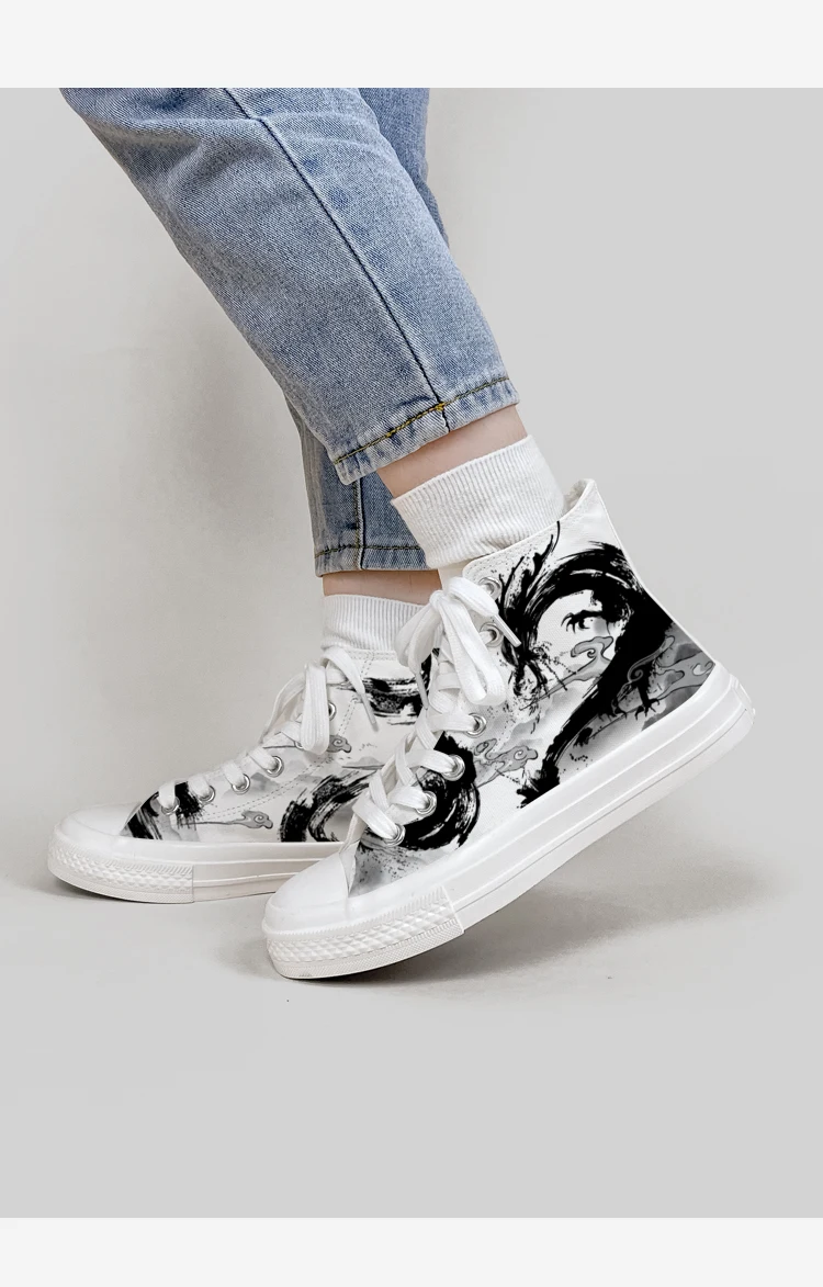 Amy und Michael Original Design die Drachen Schuhe Unisex Teenager Graffiti High Top Canvas Schuhe trend ige Frauen Casual Sneakers – Detail 7