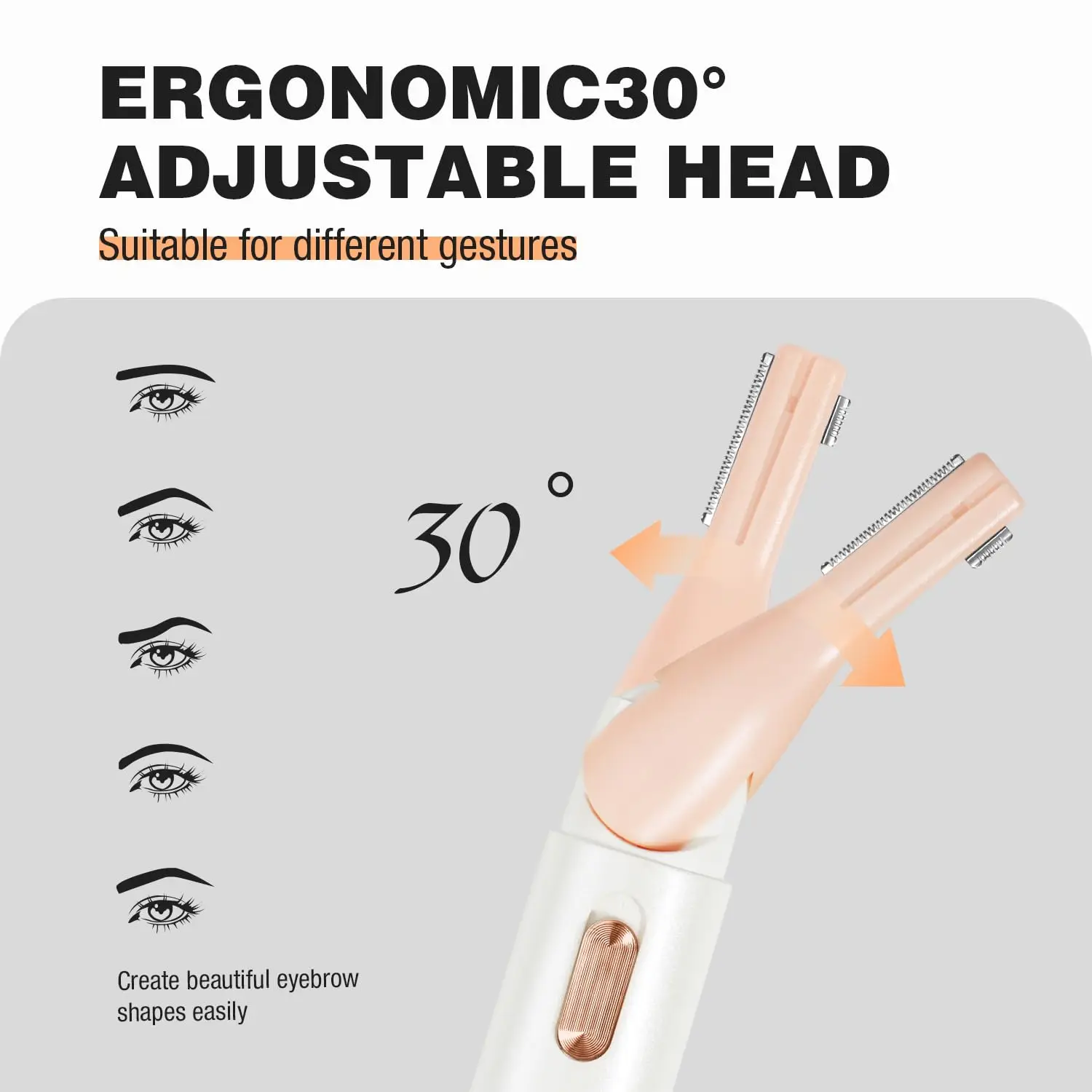 Facial Hair Remover ＆ Eyebrow Trimmer with Pivoting Head-Rechargeable Eyebrow Razor Painless Facial Trimmer on Lips Cheeks Chin