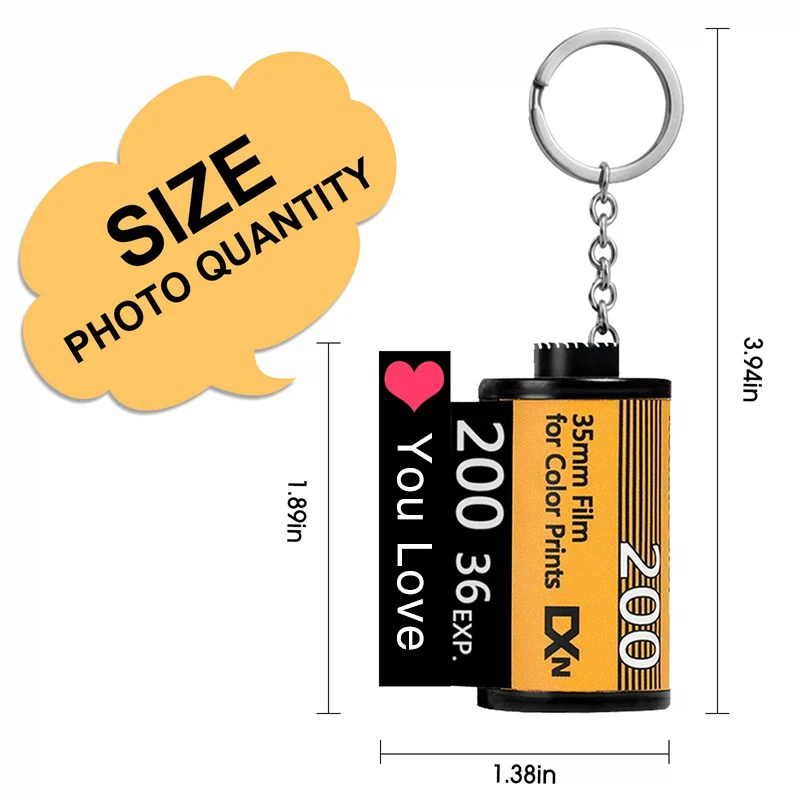 Personalized Custom Photo Picture Camera Film Roll Keychains with