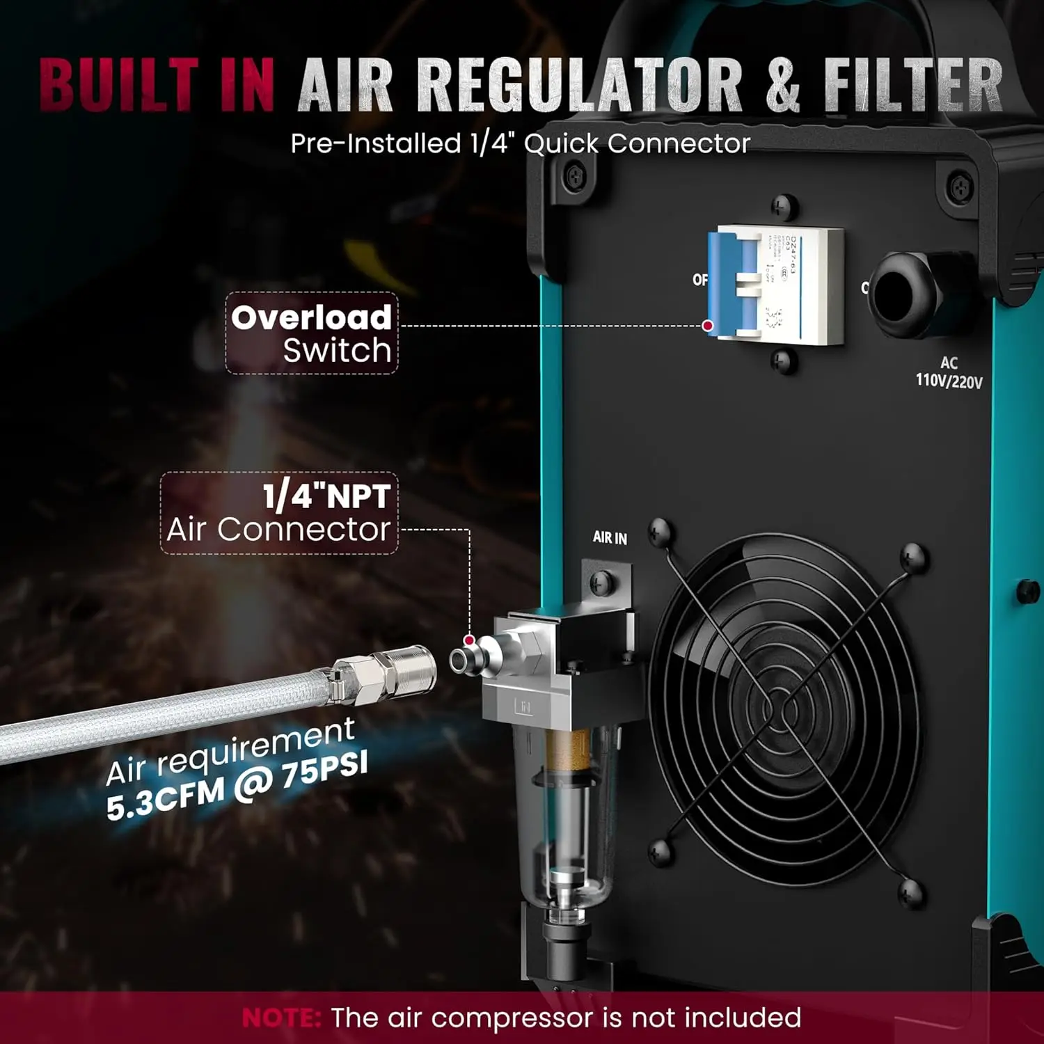 Plasma Cutter, [Pilot Arc] [Large LED Display] [Air Sensor] 80A bestarc Plasma Cutter Machine 110/220V Dual Voltage, 7/8 Inch