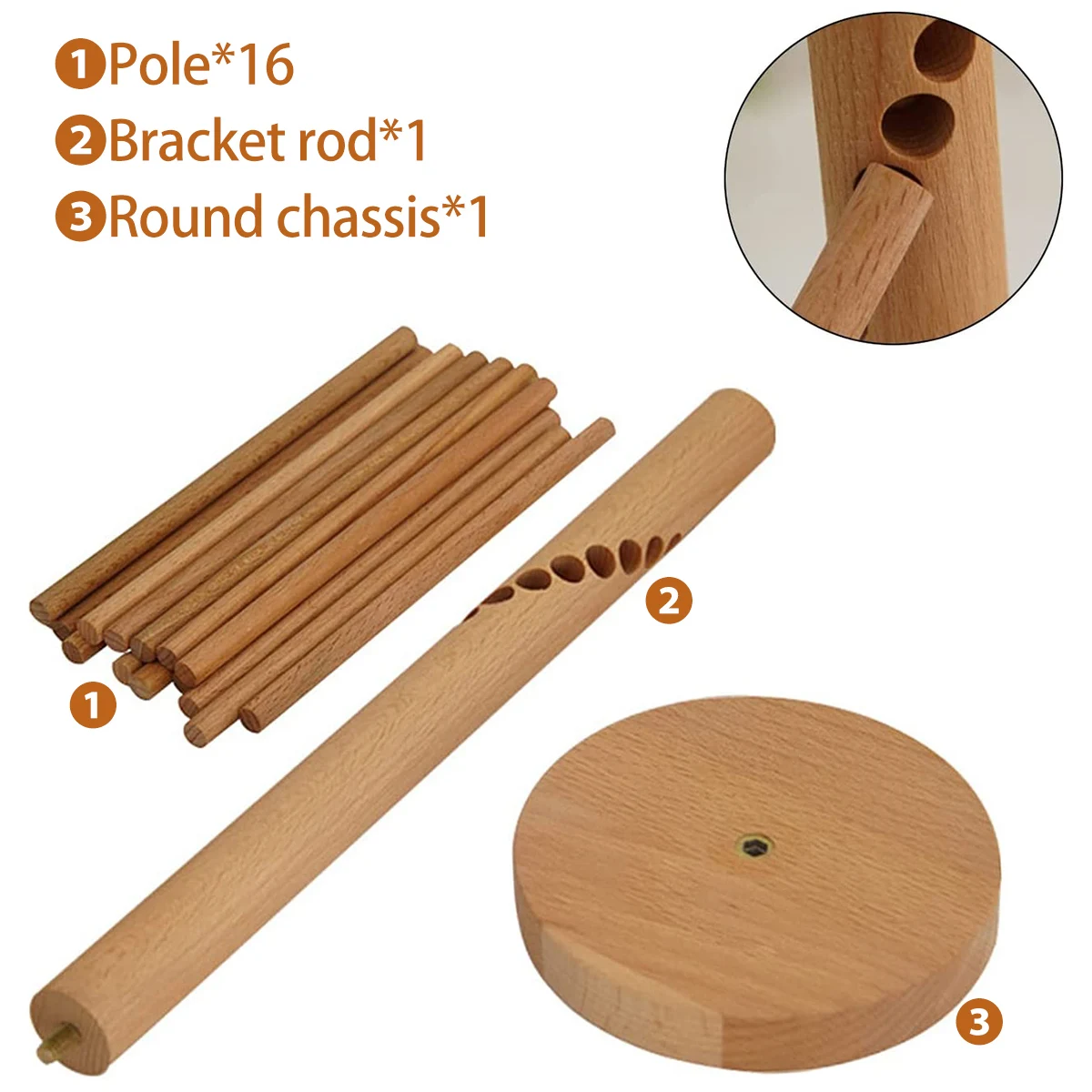 Pasta Drying Rack Wooden Spaghetti Stand Dryer 16 Suspension Rods Homemade Fresh Noodle Hanger for Home