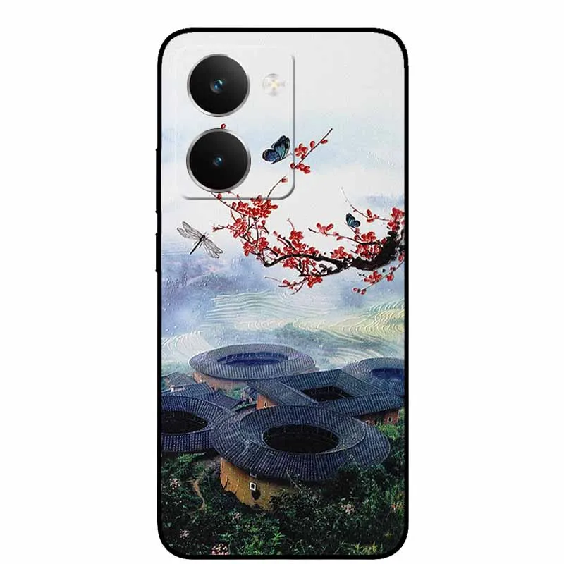 Vintage 3D Embossed Silicone Back Cover – Black Retro Design