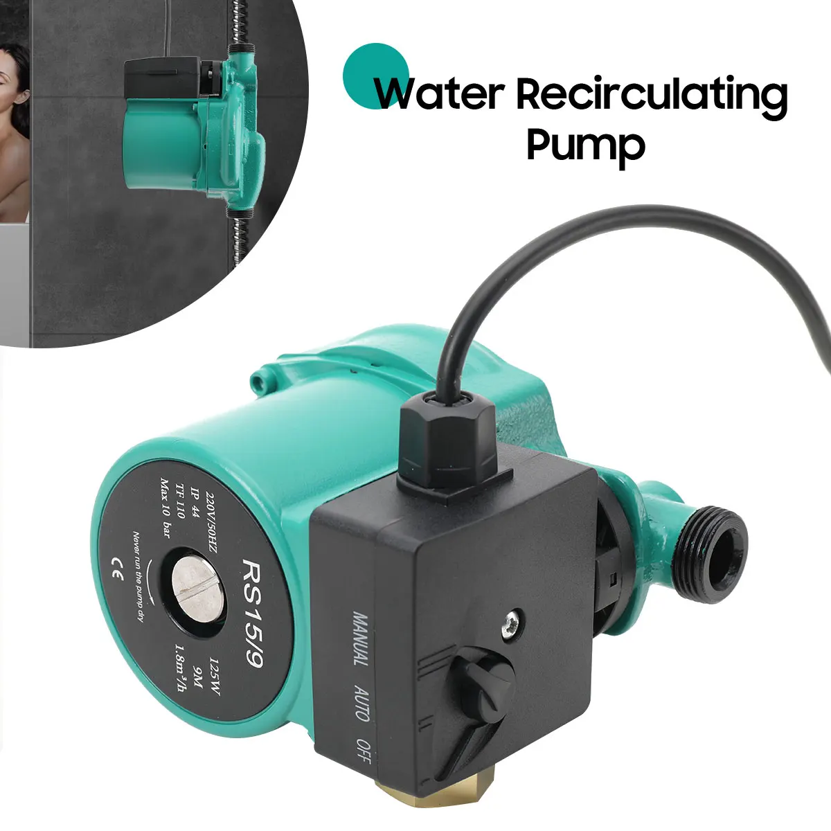 Pompe de Circulation d'eau, surpresseur de pression d'eau, contrôle à 3 vitesses pour la circulation d'eau chaude, douche et jardin