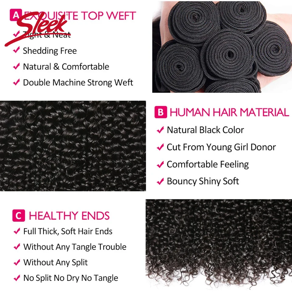 Sleek Curly Bundles Nature Brazilian Kinky Curly Human Hair Extension Remy Jerry Curl 100% Hair Black Women human hair bundles