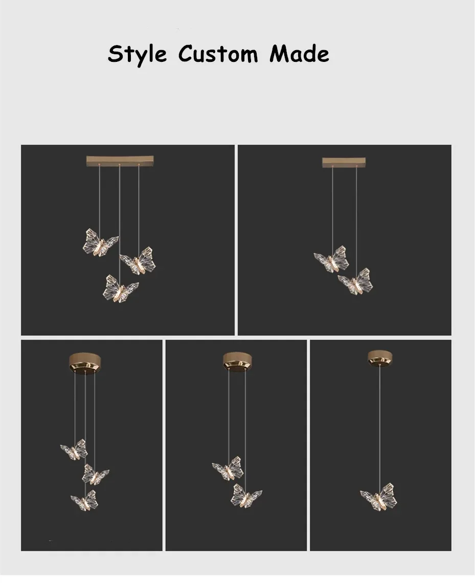 Description Picture 4 of itemCrystal Butterfly Lamp Nordic Luxury Crystal Staircase Chandelier for Hotel Lobby Butterfly Art Lighting Decoration