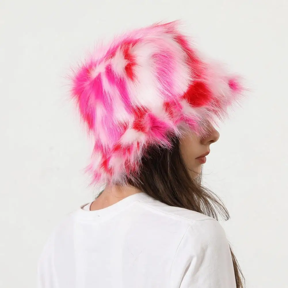 

Fuzzy Bucket Hat Cozy Winter Accessories Faux Fur Bucket Hats with Windproof Ear Protection for Women Ultra-thick Super Soft