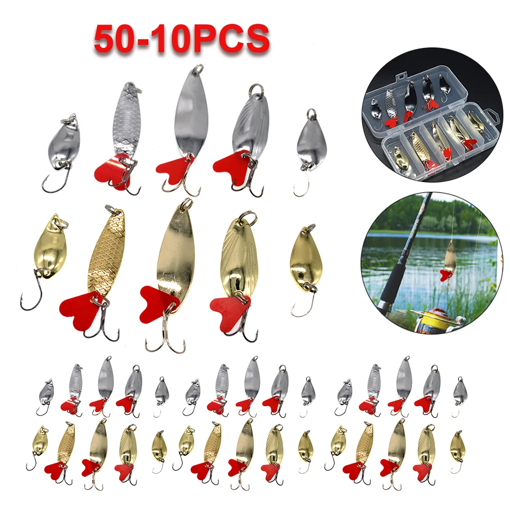 50-10PCS metal fishing lure spoon bait spinner bait lure Japan