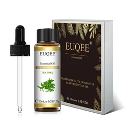 EUQEE 10ml Aromatherapy Pure Essential Oil Collection - Jasmine, Eucalyptus, Frankincense, Cinnamon, Lavender - 10ml (Tea tree)