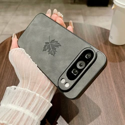 Retre Genuine Leather Maple Leaves Phone Case Cover for Google Pixel 8 Pro (GY)