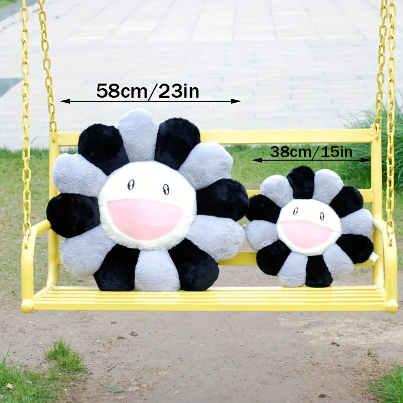 1 Pcs Creative Sunflower Stuffed Cushion Flower Plush Pillow Cute Smile Rainbow Sunflower Decor Pillow Office Back Plush Cushion 5