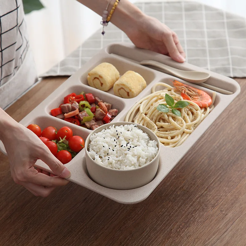 

Plastic Plates Dividing Dinner Plate Breakfast Fruit Tray White Porcelain Restaurant Home Divided Food Dishes Adult Tableware