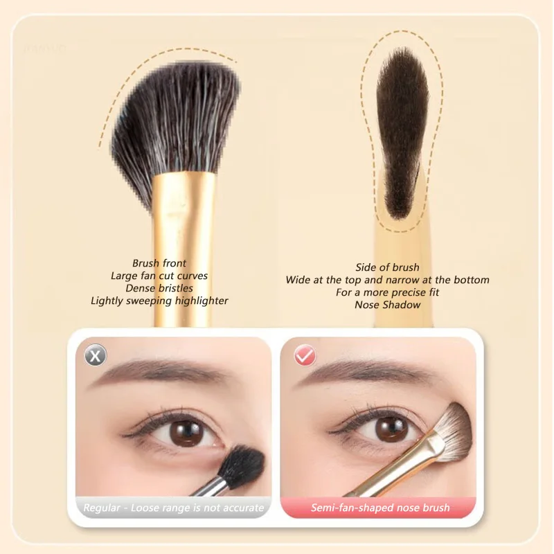 Brocha para contorno de nariz de cabeza plana en ángulo, brocha