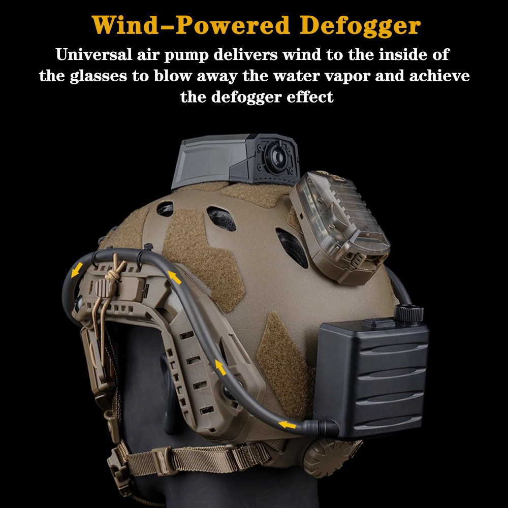Tactical Goggles Fan Defogger Anti-Fog Kit Eyewear Air Defog for Airsoft Shooting Motocross Skiing Mountaineering