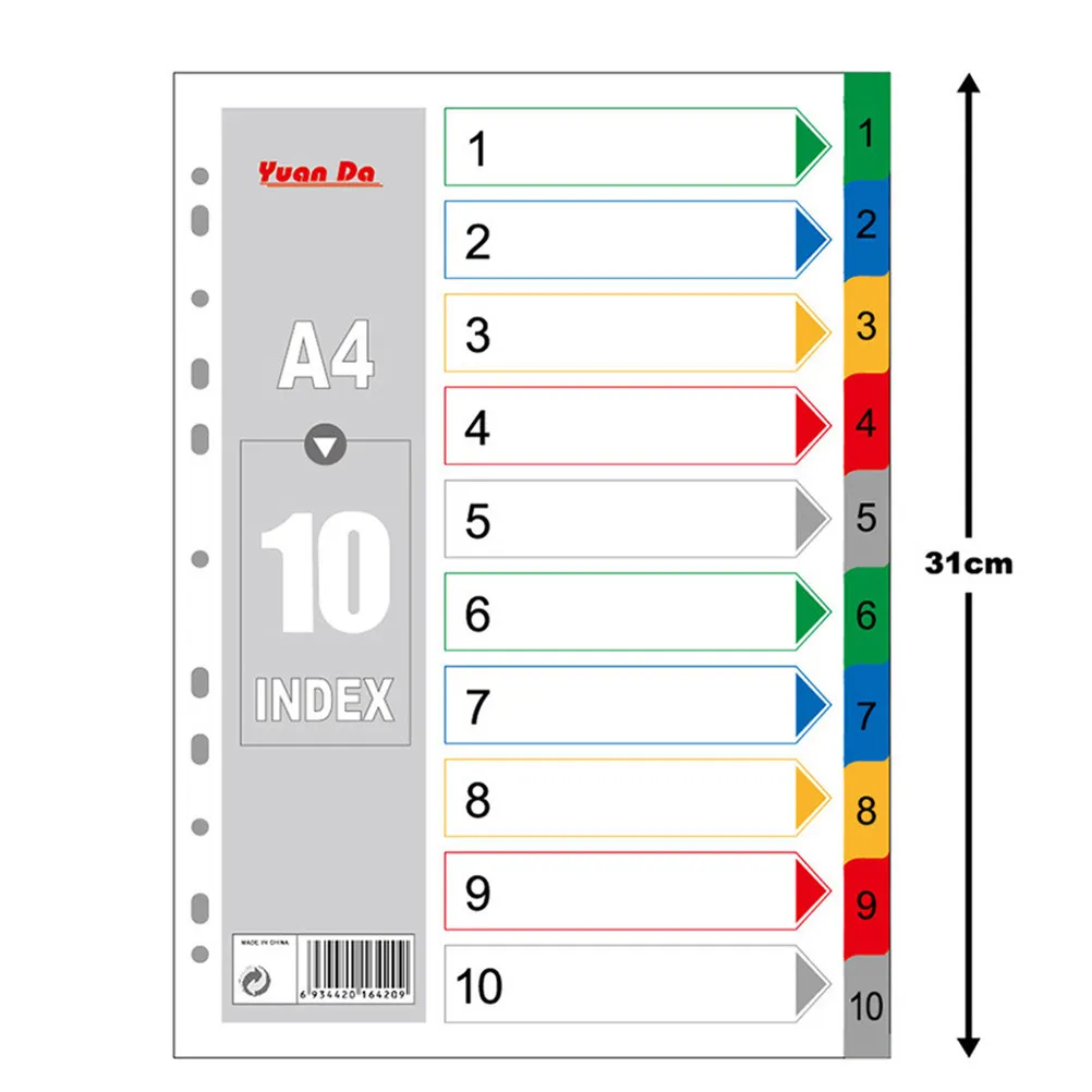 40Pcs A4 다채로운 색상의 인덱스 페이지 디바이더 삽입 가능한 탭 문서 분리용 환경 친화적인 종이 바인더 디바이더