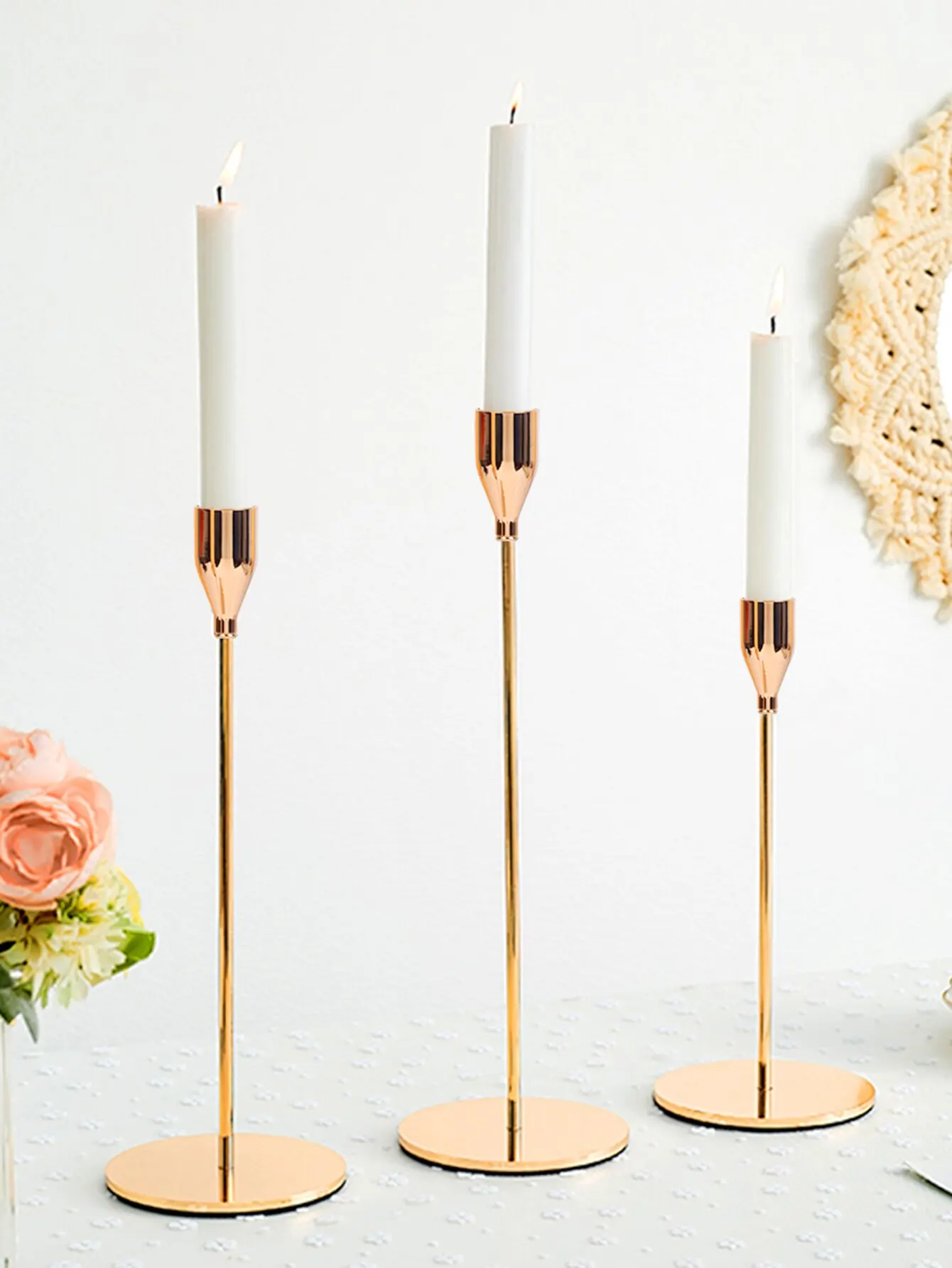 3Pcs/Set Nordic Light Luxury Metal Candlestick Simple Wedding Decoration Bar Party Living Room Decoration Home Decoration Candle