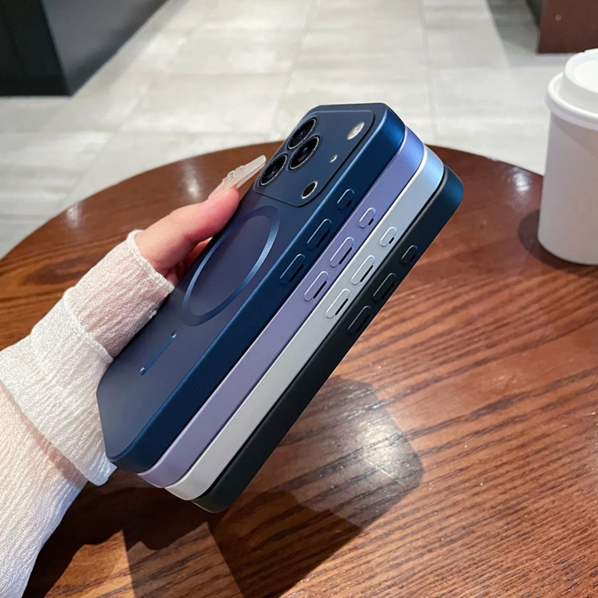 Metallic Magnetic Soft Case with Lens Protection and Wireless Charging Compatibility
