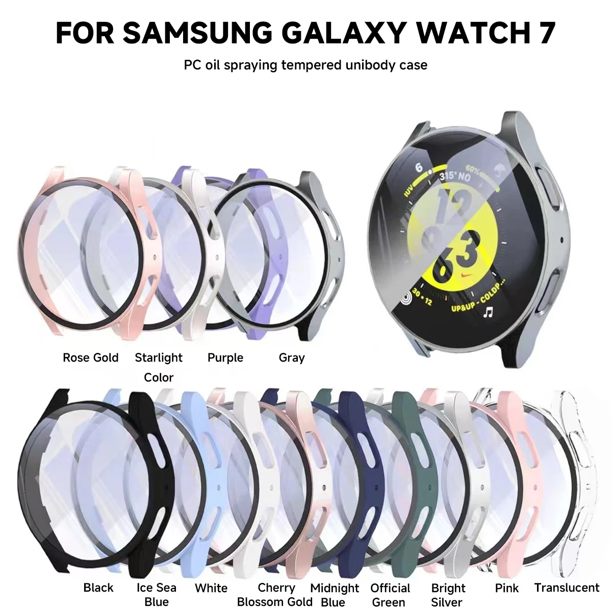 Protective Case with Screen Bumper and Glass for Smartwatch - 44mm/40mm Shell Cover Accessory