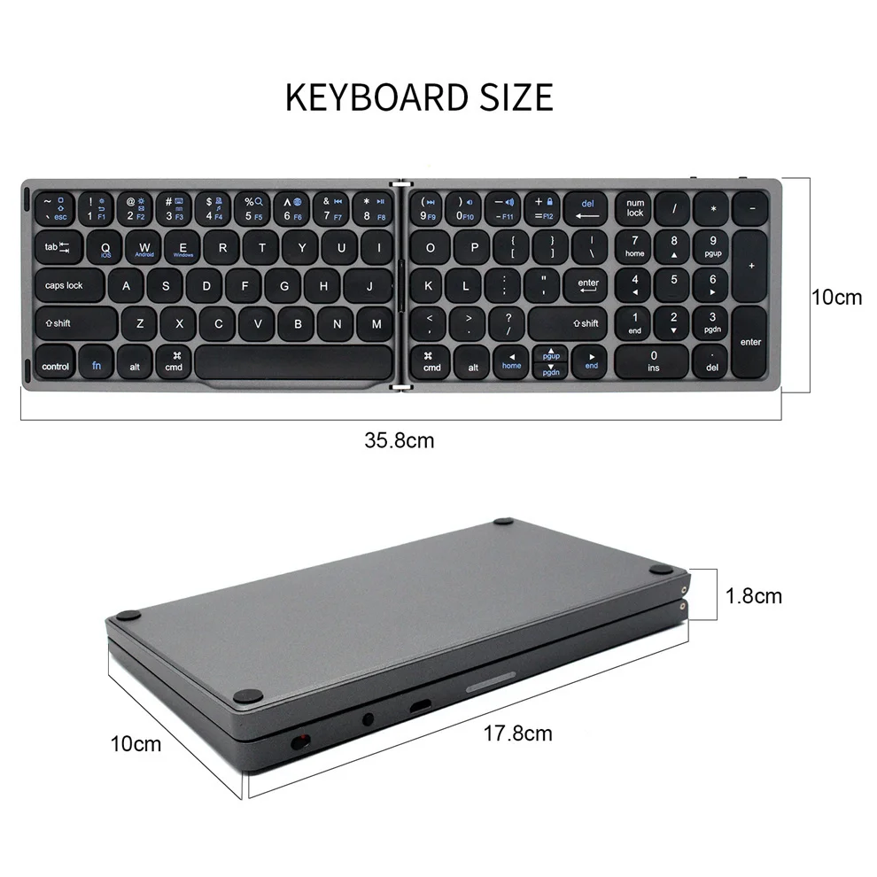Missgoal-teclado sem Fio Dobrável Recarregável com Bluetooth Tamanho Grande para Telefone e Tablet - Imagem 3
