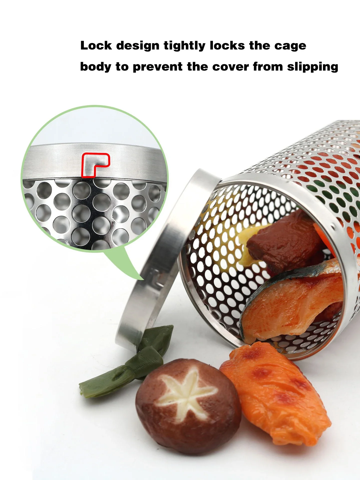Rolling BBQ Basket Stainless Steel Barbecue Mesh Outdoor Camping Round Grill Mesh BBQ Tools For Vegetables Fish