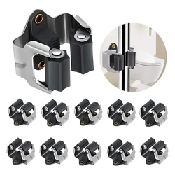 Metal Broom Hanger Mop Holder Heavy Duty Hooks Clip Mop Clip Wall Mounted Storage Rack Organizer Without Screw Bathroom Tools