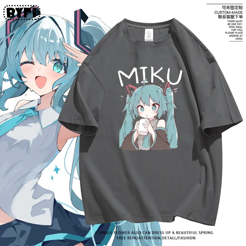 하츠네 미쿠 퓨처 코브랜드 남녀공용 반팔 티셔츠, 코스프레 순면 반팔 학생 루..