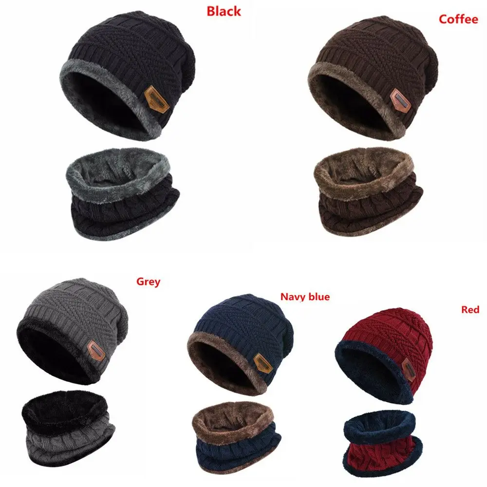 Warm Soft Thermal Balaclava Neck Scarf Cap Knitted Hat Beanie Hat Scarf