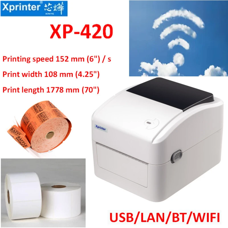 Xprinter 420b Thermal Label Barcode Shipping Printer 4 Inch Support Qr
