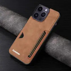 Vintage Leather Wallet Phone Case with Card Holder & Shockproof Protection - iPhone 13 Mini (Brown)