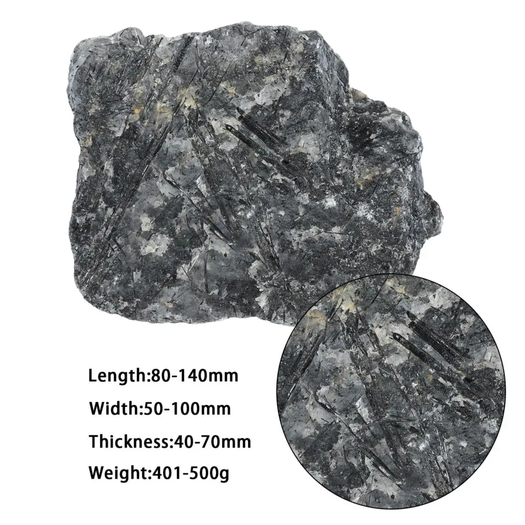 TUMBEELLUWA 401-500g Raw Black Rutilated Quartz Natural Rough Gemstone Minerals Specimen For Meditation Chakra Balancing