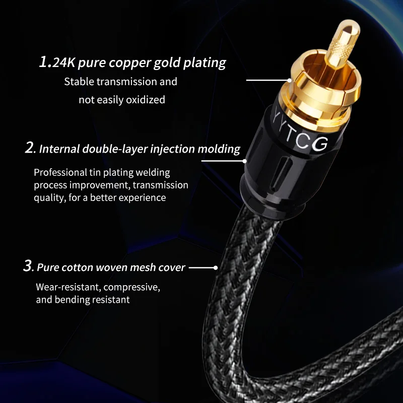 Premium Coaxial Digital Audio Cable - High-End RCA to RCA Male Connector