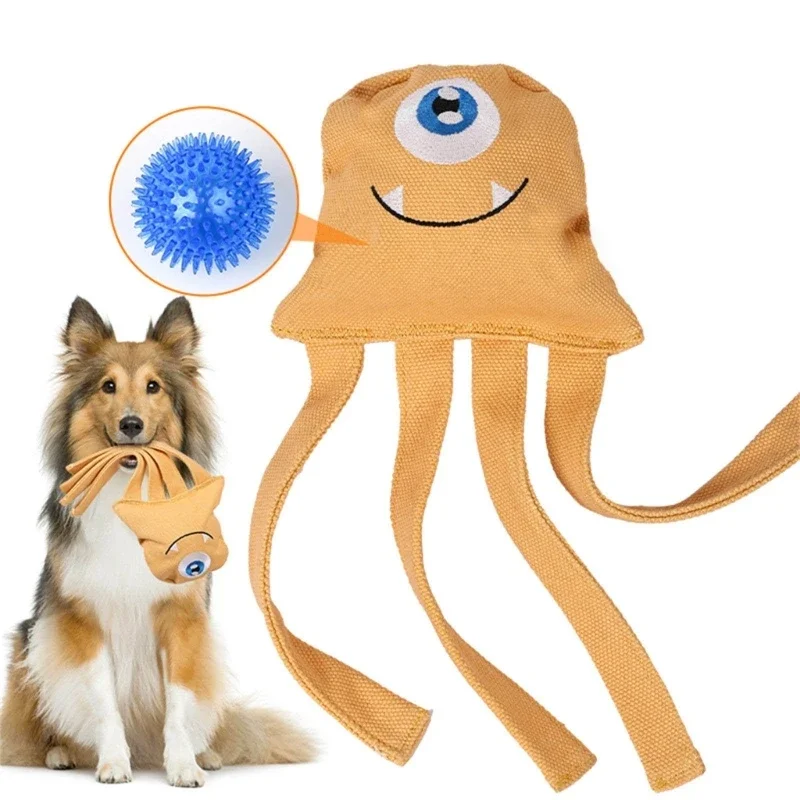 

Холст, прочная жевательная игрушка для собак, медуз, безопасная игрушка со звуком погремушки, игрушка в подарок для котенка,