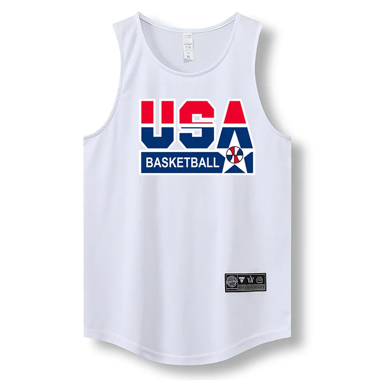Basketball Jerseys Basketball Loose Men Running Vest Outdoor Street Gym Sleeveless Letter Print Shirt Quick Dry Fitness Bodybuilding Tank Tops