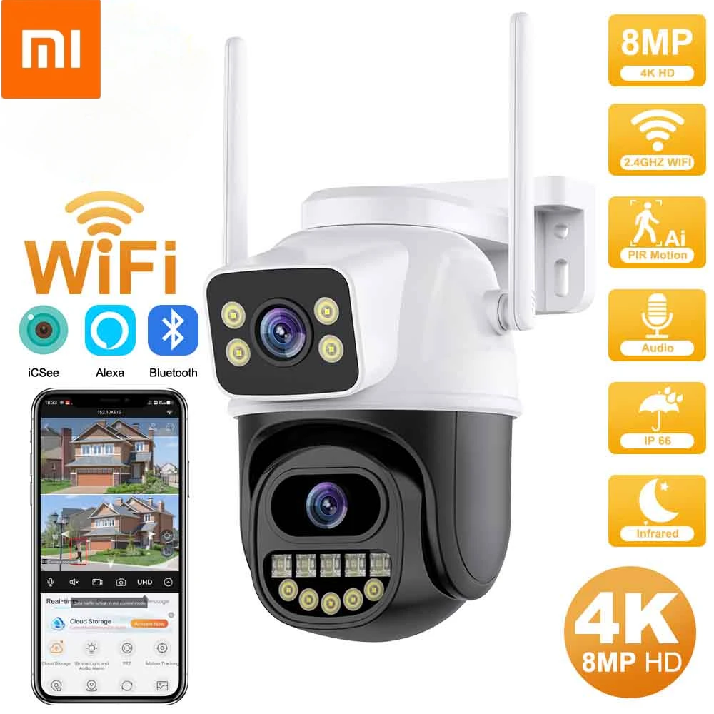 

Xiaomi Camera Dual Lens Dual Screen IP Camera Outdoor 4MP HD Auto Tracking Security Protection CCTV Surveillance iCSee