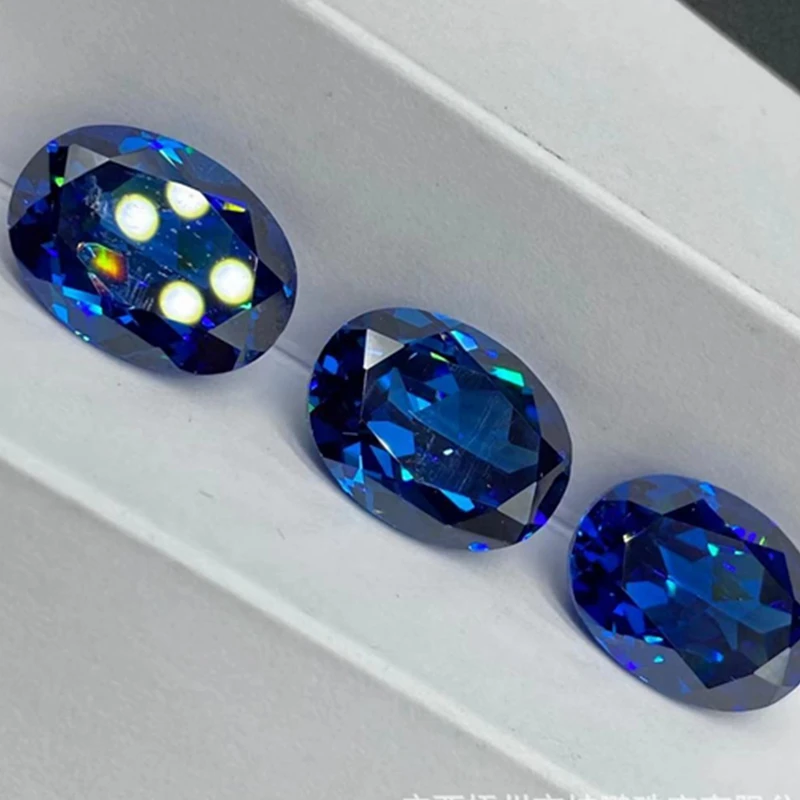 Natural Blue Sapphire Deep Blue Oval Shape Cut Loose Gemstone Synthetic Gems For Jewelry 2