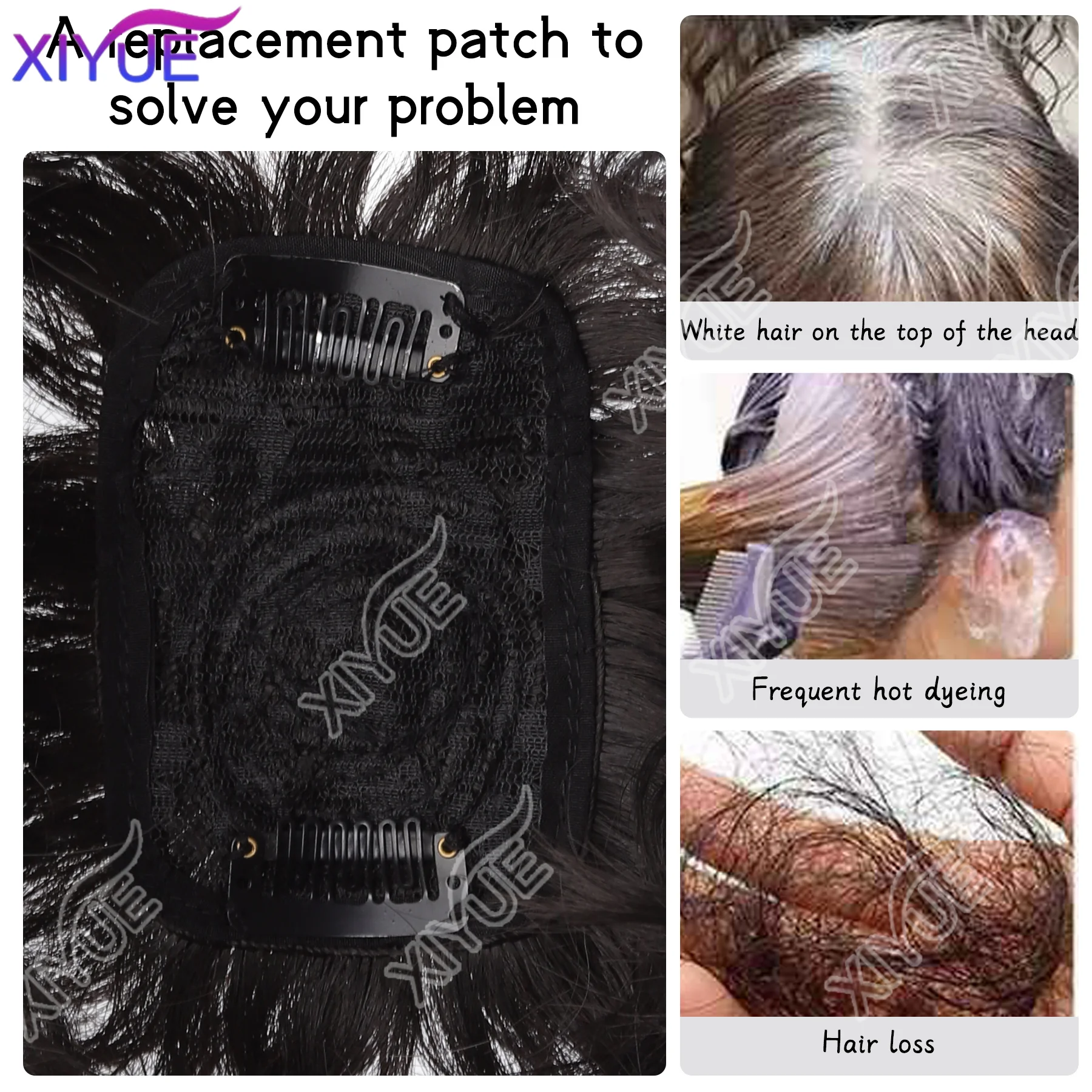 XIYUE Short Curly Wavy Hair Toppers Synthetic Clip In Hair Extension Invisible Natural Looking Hair Topper Increase Hair Volume