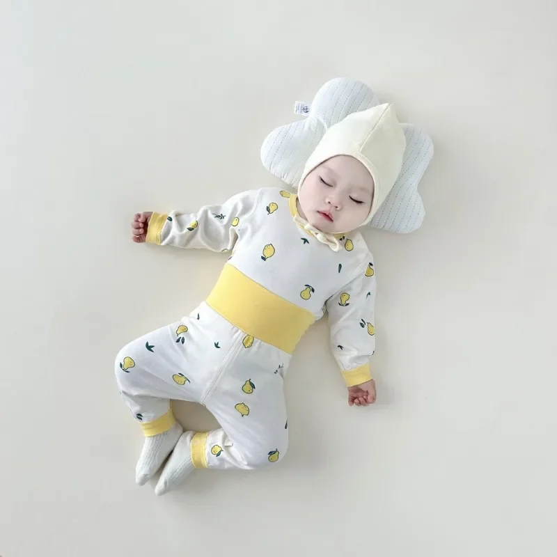 Baby Autumn Clothes Pants Set Children's Underwear High Waist Belly Pants Spring Pajamas Home Wear