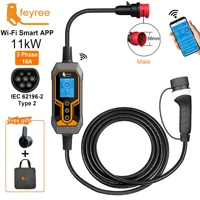feyree 11kW Type2 16A 3Phase Portable EV Charger Wi-Fi APP Bluetooth Version EVSE Charging Cable 5m CEE Plug for Electric Car - Image 2