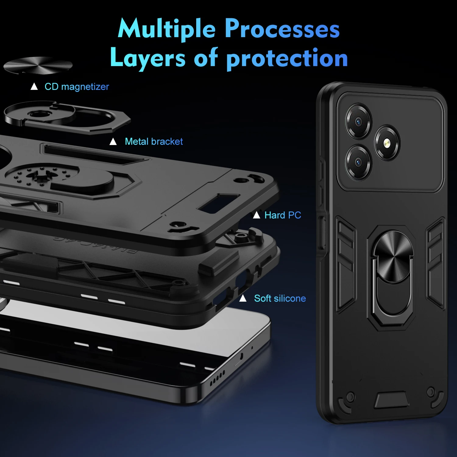 Durable Shockproof Protective Case with Ring Stand Holder