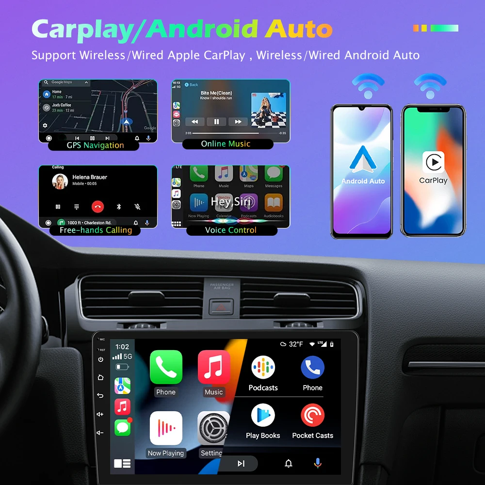 Radio de Coche Podofo 2din para Chevrolet AVEO 2011 2012 2013, Carplay, Android Auto, Navegación GPS, FM, RDS, WiFi, DSP, BT, Audio, Autoradio 5
