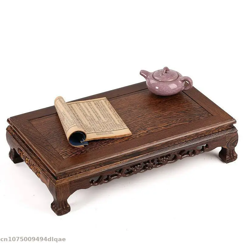 Vintage Solid Wood Display Stand Mini Statue Figure Handicrafts Base Garden Flowerpot Bonsai Plant Incense Burner Display Stand