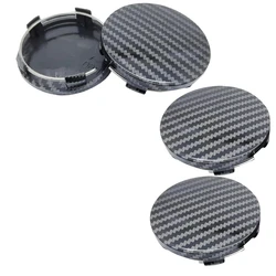 Set of 4 Stylish ABS Snap - In Wheel Center Caps (Carbon Fiber Black)